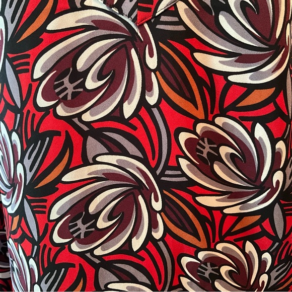 LOFT Floral Blouse Split-Neck Work Top Large Flowers Pop of Color PopOver Tunic - Picture 6 of 10